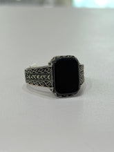 ANILLO RECTÁNGULO PIEDRA NEGRA VINTAGE - PLATA .925