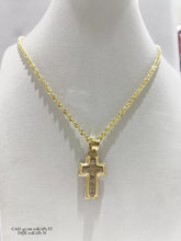 CADENA CON CRUZ ZIRCONIA BISEL ANCHO - ORO 10K