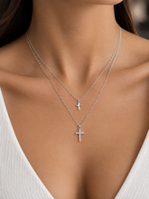 COLLAR GARGANTILLA DOBLE CADENA CON CRUCES  - PLATA .925