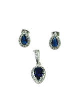 SET / JUEGO - HALO GOTA  - AZUL - PLATA .925