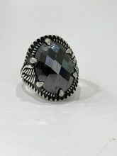 ANILLO PIEDRA NEGRA ALAS DE ÁNGEL - PLATA .925