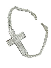 PULSERA CRUZ PADRE NUESTRO - PIEDRA BLANCA - PLATA .925