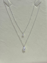 COLLAR GARGANTILLA DOBLE CADENA CON GOTAS ZIRCONIA  - PLATA .925