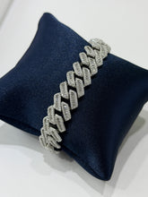 PULSO BARBADO EDGE BAGUETE ZIRCONIA - 21 CM x 1.4 CM PLATA .925