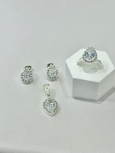 SET / JUEGO 3 PZAS - HALO GOTA  - BLANCO - PLATA .925