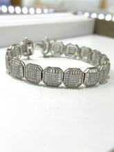PULSO CUADROS BAGUETTE ZIRCONIA ITALY 22 cm - PLATA .925