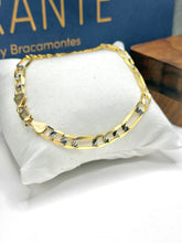 PULSO FÍGARO CART 3x1 - 21 CM x 6 MM - DIAMANTADO BLANCO - ORO 10K