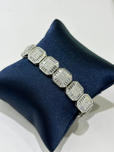 PULSO CUADROS BAGUETTE ZIRCONIA ITALY 22 cm - PLATA .925