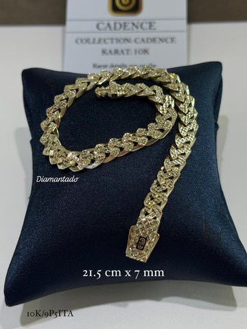 PULSO CADENCE DIAMANTADO - 21 cm X 7 mm - ORO 10K