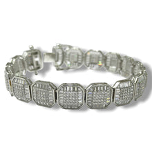 PULSO CUADROS BAGUETTE ZIRCONIA ITALY 22 cm - PLATA .925