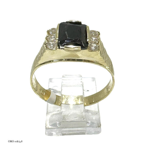 ANILLO ZIRCONIA NEGRO - ORO 10K