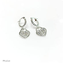 ARRACADA BOLEADA CON CORAZÓN CANDADO - PLATA .925