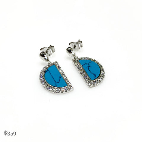 ARETE 1/2 CIRCULO COLOR TURQUESA