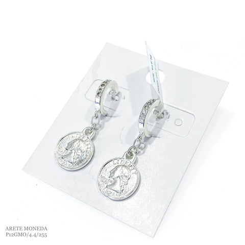 ARETE 1/2 ARRACADA CON MONEDA COLGANTE