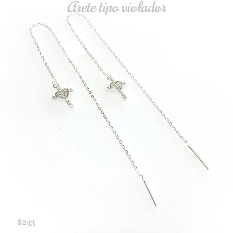 ARETE TIPO VIOL. CRUZ CORAZÓN MINI