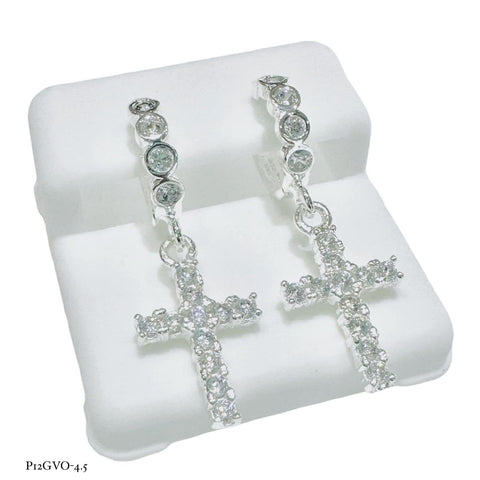ARRACADA ZIRCONIAS CON COLGANTE CRUZ - PLATA .925