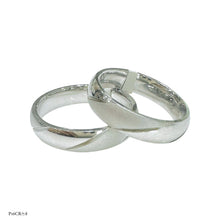 ARGOLLA LINEAS DIAGONAL LISO Y ARENA - PLATA .925