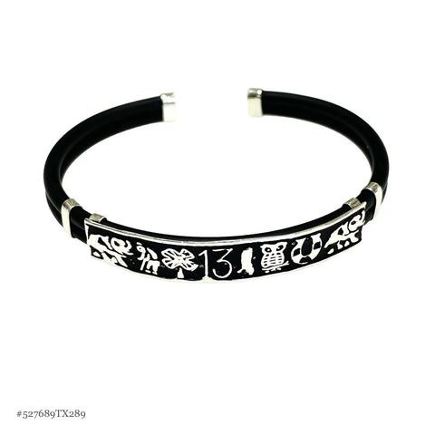 BRAZALETE CAUCHO AMULETOS DE LA SUERTE - PLATA .925