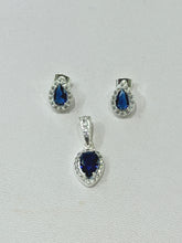 SET / JUEGO - HALO GOTA  - AZUL - PLATA .925