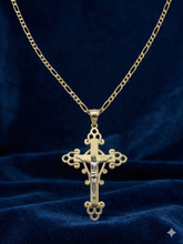 CADENA FÍGARO CART 3x1 CON CRISTO VINTAGE - 55 CM - ORO 10K