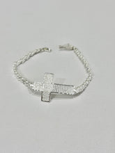 PULSERA CRUZ PADRE NUESTRO - PIEDRA BLANCA - PLATA .925