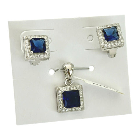 SET / JUEGO CUADRO HALO - AZUL - PLATA .925