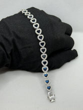 PULSERA CORAZÓN ZIRCONIA AZUL - PLATA .925