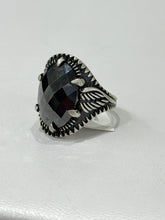 ANILLO PIEDRA NEGRA ALAS DE ÁNGEL - PLATA .925