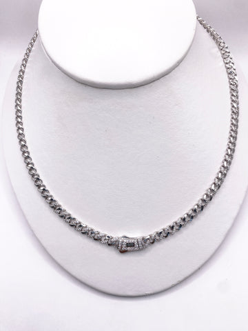 CADENA MÓNACO CH - BARBADA CON ZIRCONIA ITALY - 55 cm x 4.5mm - PLATA .925