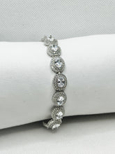 PULSERA OVAL ZIRCONIA CON DOBLE CONTORNO - PLATA .925