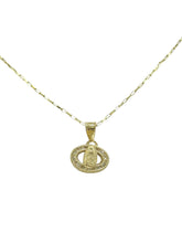 CADENA CON MEDALLA VIRGEN DE GUADALUPE OVALADA HORIZONTAL - AMARILLA - ORO 10K