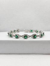 PULSERA CUADRO VERDE ENLACES - PLATA .925