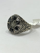ANILLO FLOR NEGRA PAVONADA - PLATA .925