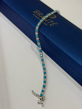 PULSERA TENNIS ZIRCONIA AZUL Y BLANCO - PLATA .925