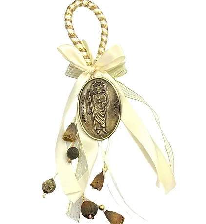 BEND. LISTON BEIGE C/ MEDALLA SAN JUDAS