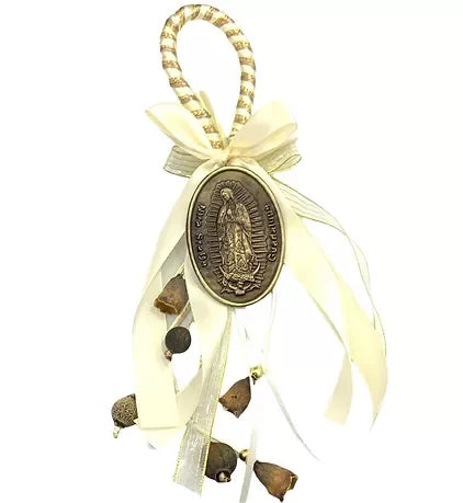 BEND. LISTÓN BEIGE C/ MEDALLA  VIRGEN GUADALUPE
