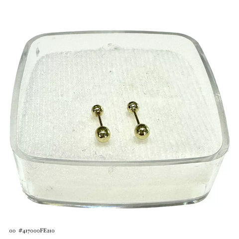 BROQUEL BOLA LISA - ORO 10K - TAMAÑO #1