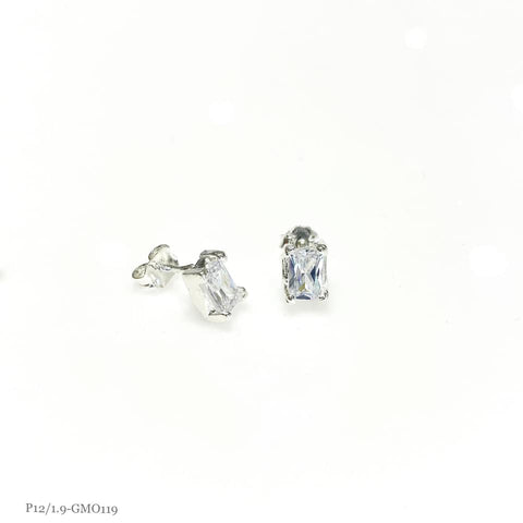 BROQUEL / ARETE ZIRCONIA RECTANGULO BLANCO