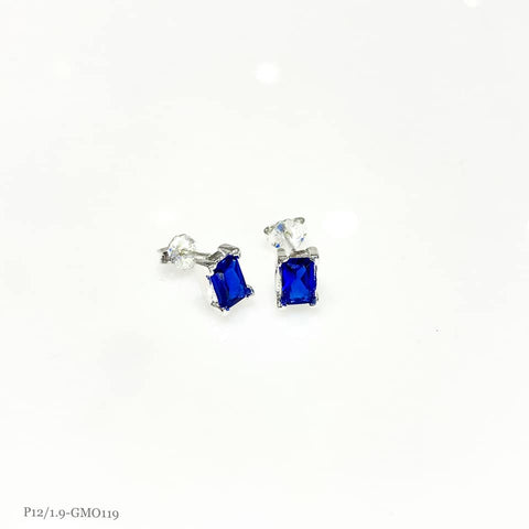BROQUEL / ARETE ZIRCONIA RECTANGULO AZUL