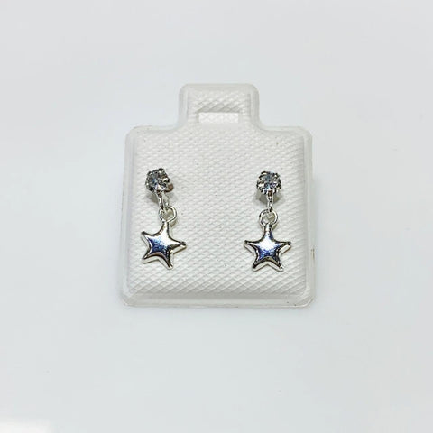 BROQUEL ZIRC. CON COLGANTE ESTRELLA LISA