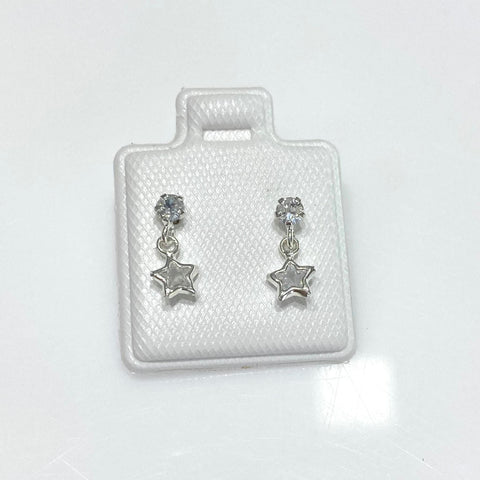 BROQUEL ZIRC. CON COLGANTE ESTRELLA PIEDRA