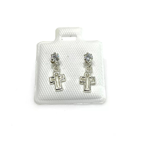 BROQUEL ZIRC. CON COLGANTE CRUZ