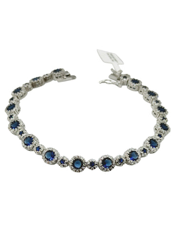 PULSERA CIRCULOS ZIRCONIA AZUL CHICO Y GRANDE - PLATA .925