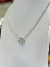 CADENA BOLEADA CON DIJE CRUZ TAMBOREADA - PLATA .925