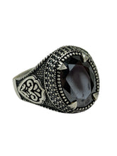 ANILLO PIEDRA NEGRA DISEÑO VINTAGE - PLATA .925