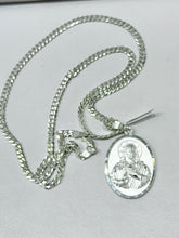 CADENA CON MEDALLA DOBLE VISTA VIRGEN DE GUADALUPE/SAGRADO CORAZON - MATE - PLATA .925