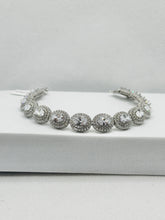 PULSERA OVAL ZIRCONIA CON DOBLE CONTORNO - PLATA .925