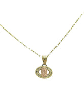 CADENA CON MEDALLA VIRGEN DE GUADALUPE OVALADA HORIZONTAL - ROSA - ORO 10K