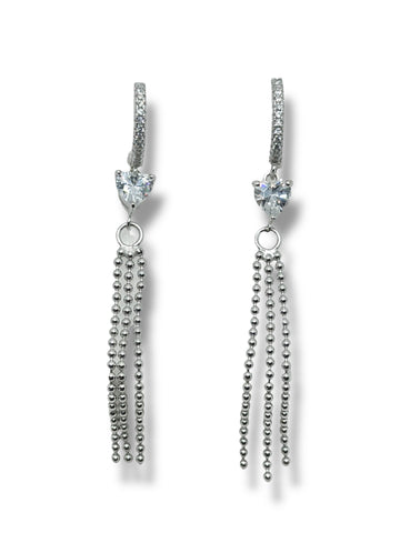 ARETE CORAZÓN CON TIRAS BOLEADAS - PLATA .925