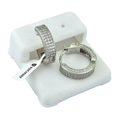 ARRACADA TRIPLE LÍNEA ZIRCONIA - BROCHE CLICK - PLATA .925